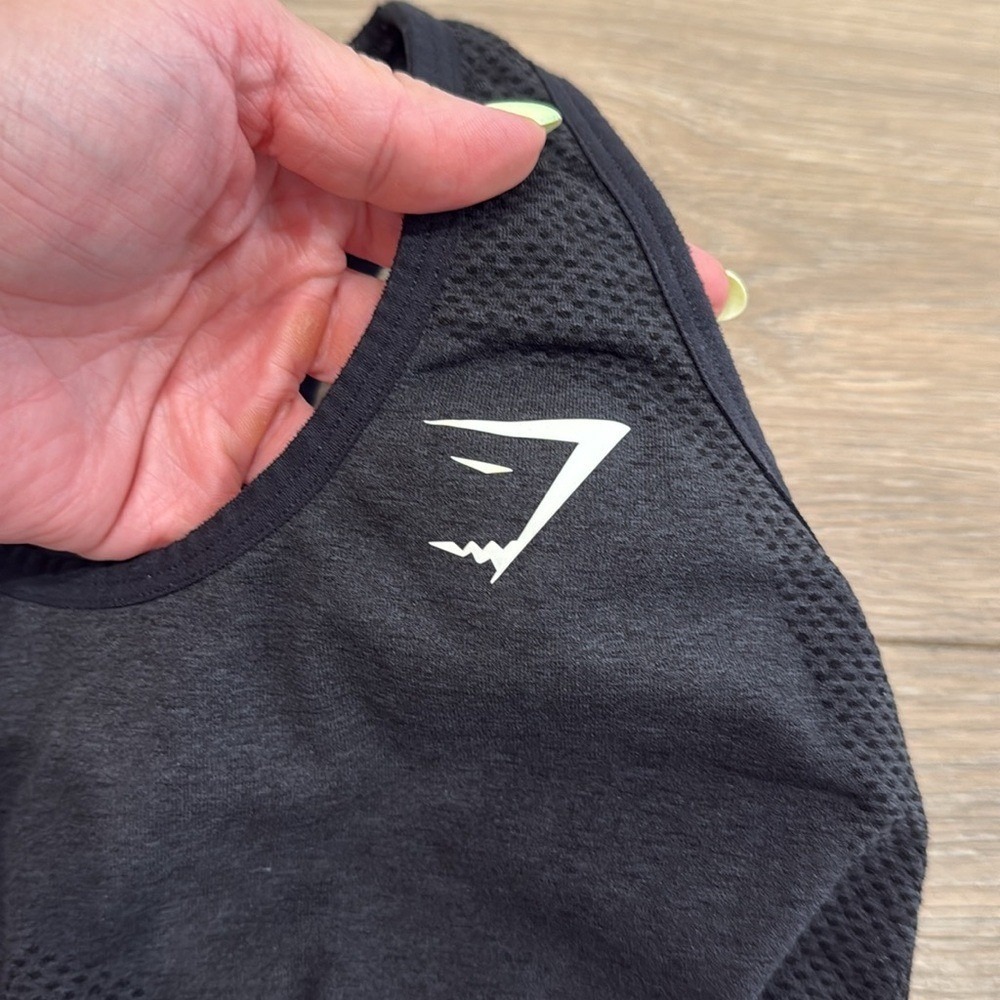 GYMSHARK Black Marl Vital Seamless Racerback Active Gym Pullover Sports Bra Sz S - Picture 8 of 9